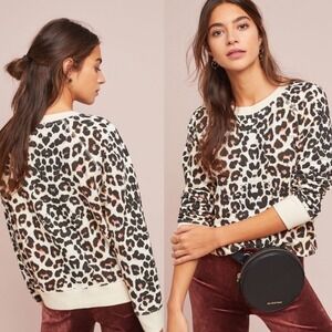 MOTHER The Square Touch Of The Tiger‎ Leopard Crewneck Sweatshirt WOMEN SMALL